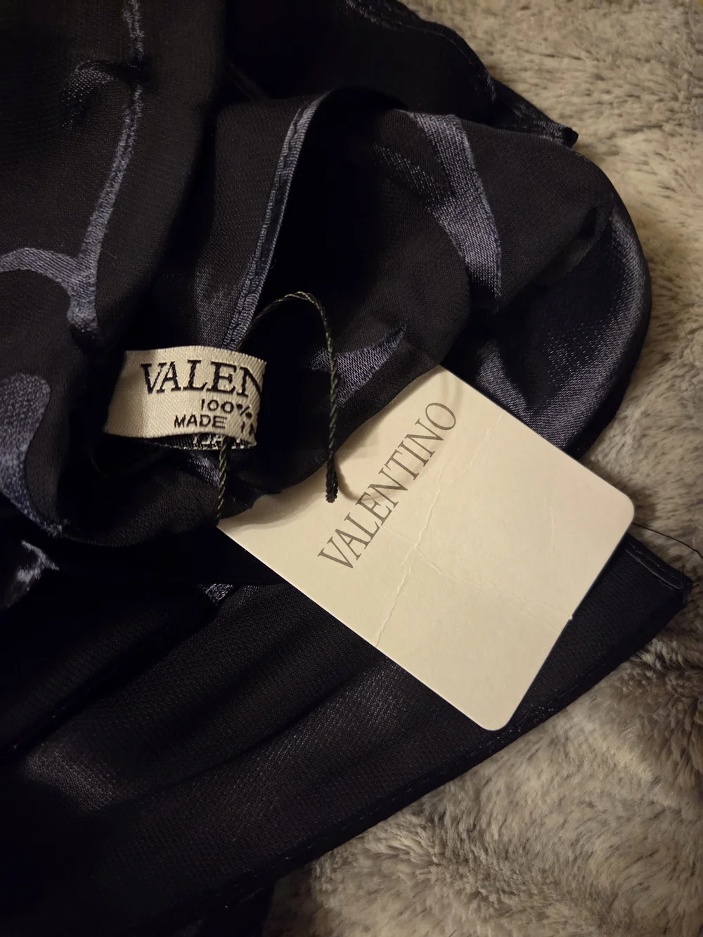 Valentino Navy Sheer Scarf with Scroll Motif NWT